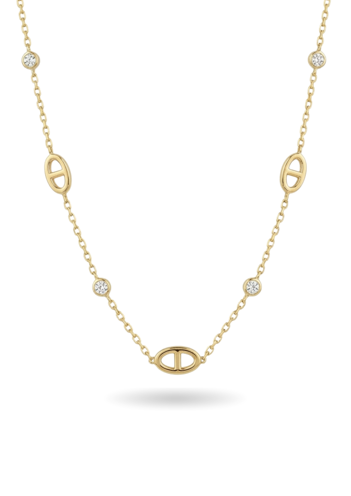 Collier Acier Inoxydable Ovale Strass