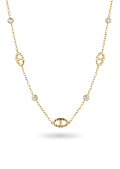 Collier Acier Inoxydable Ovale Strass