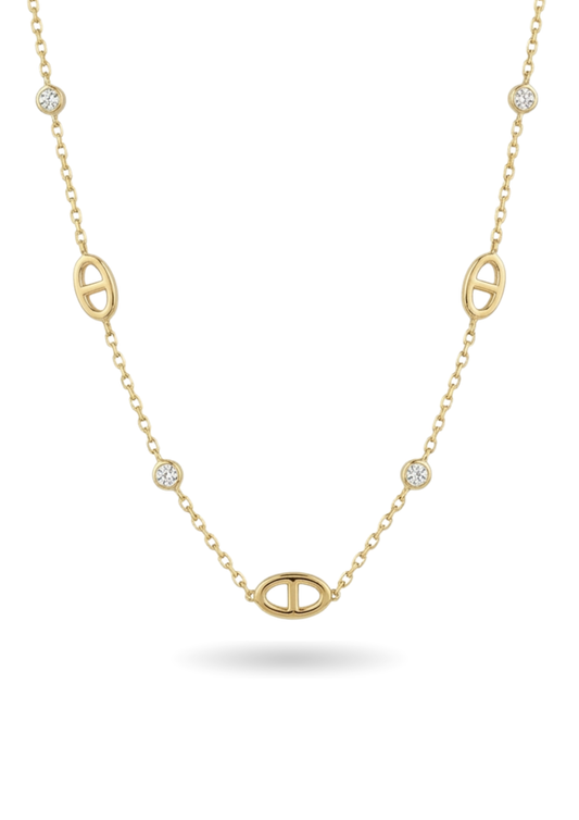Collier Acier Inoxydable Ovale Strass