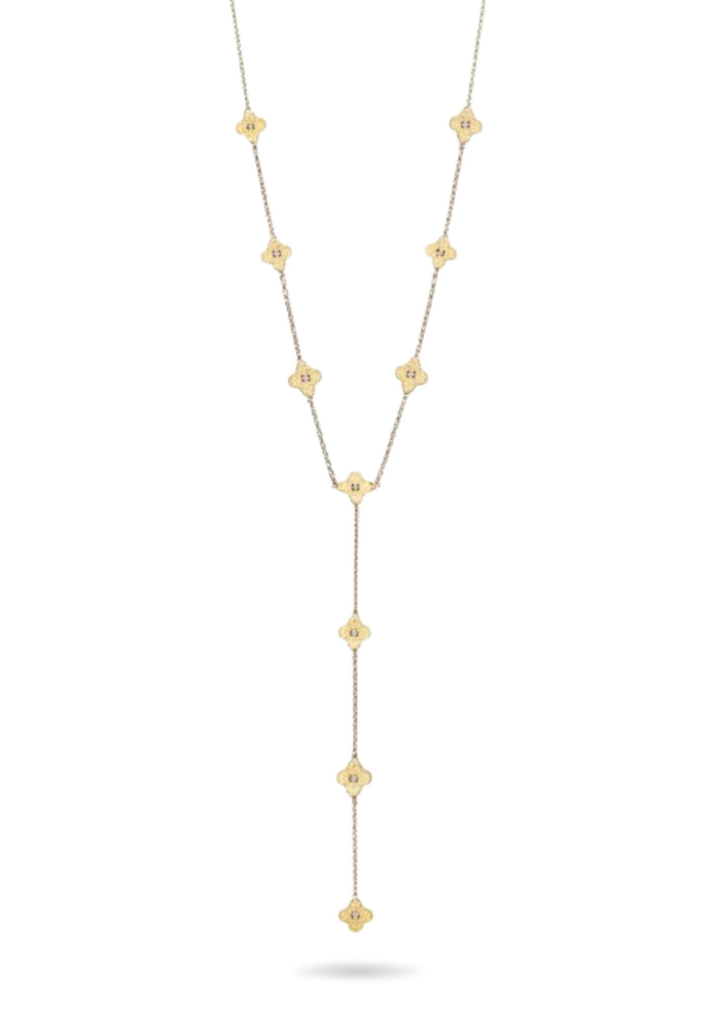 Collier Y Acier Inoxydable Trèfle Zircon