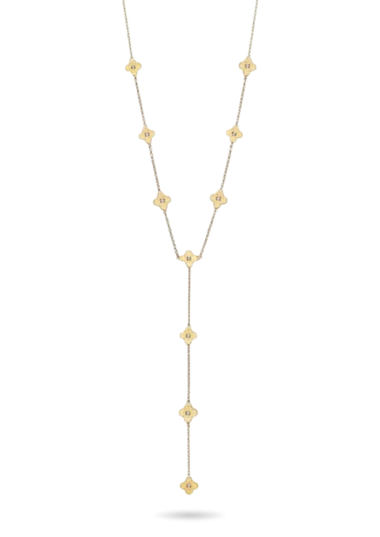 Collier Y Acier Inoxydable Trèfle Zircon