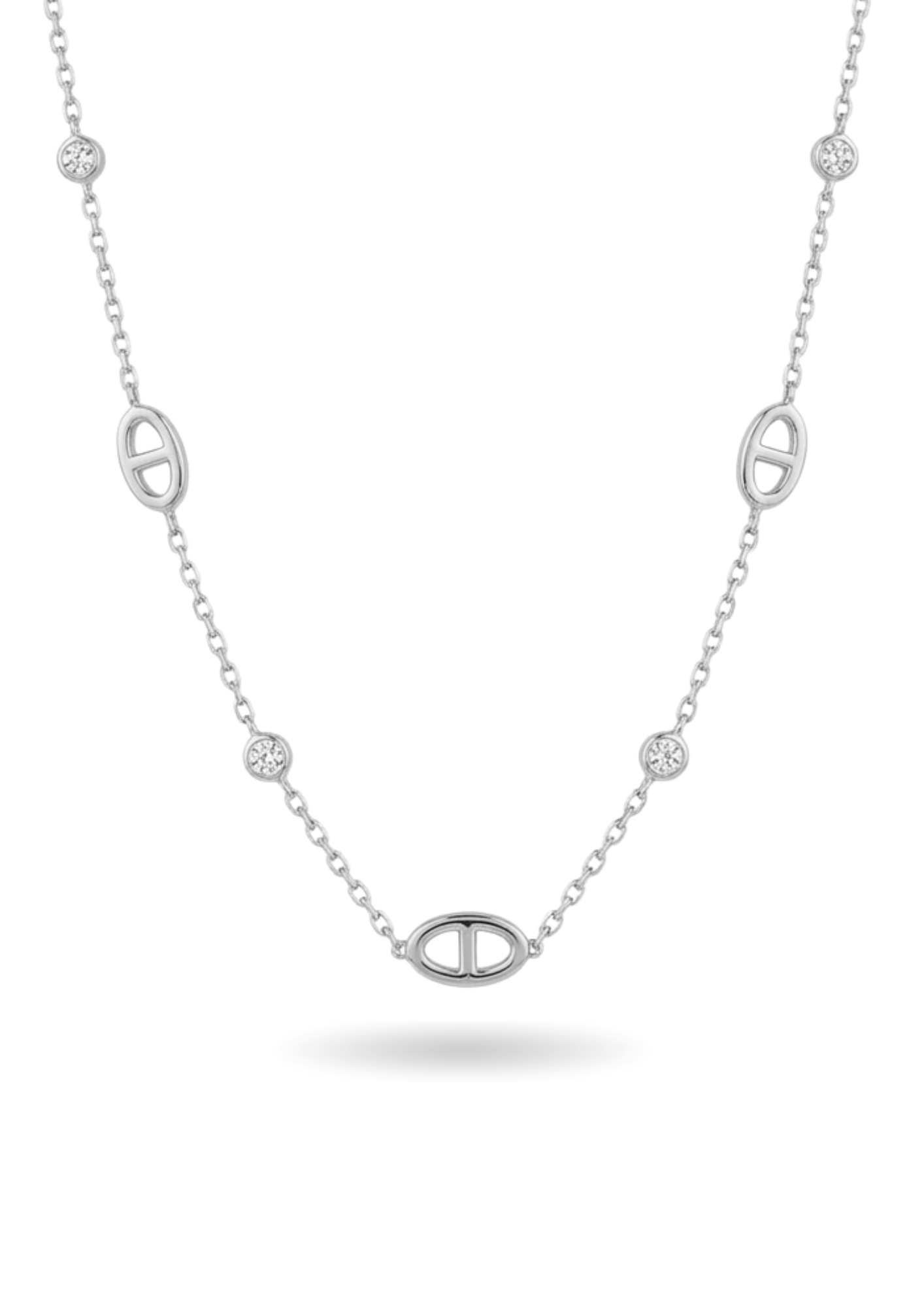 Collier Acier Inoxydable Ovale Strass