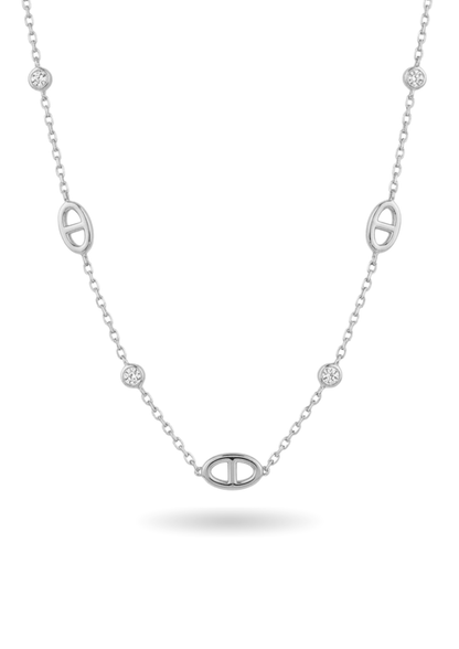 Collier Acier Inoxydable Ovale Strass