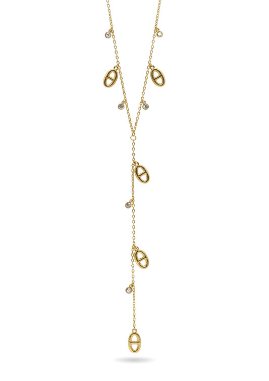 Collier Y Acier Inoxydable Pampille Ovale