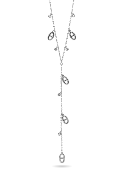 Collier Y Acier Inoxydable Pampille Ovale