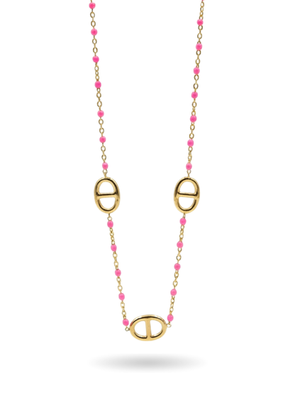 Collier Acier Inoxydable Maille Marine Rose