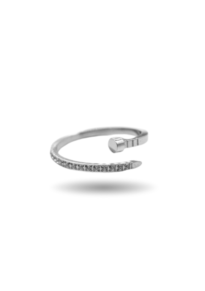Bague Acier Inoxydable Clou Strass