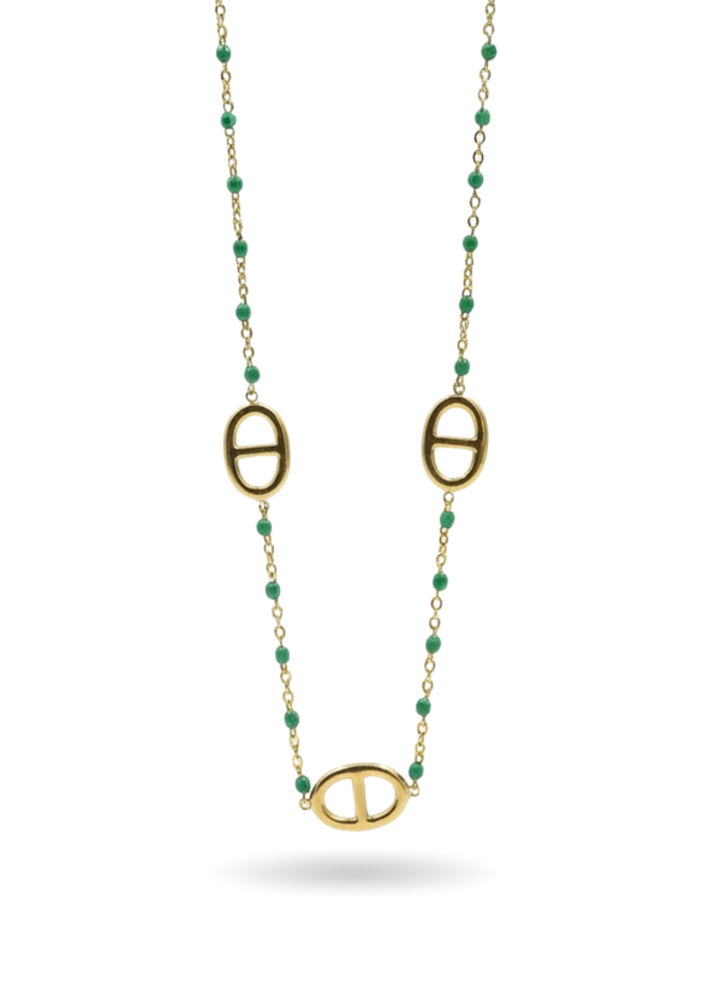 Collier Acier Inoxydable Maille Marine Vert