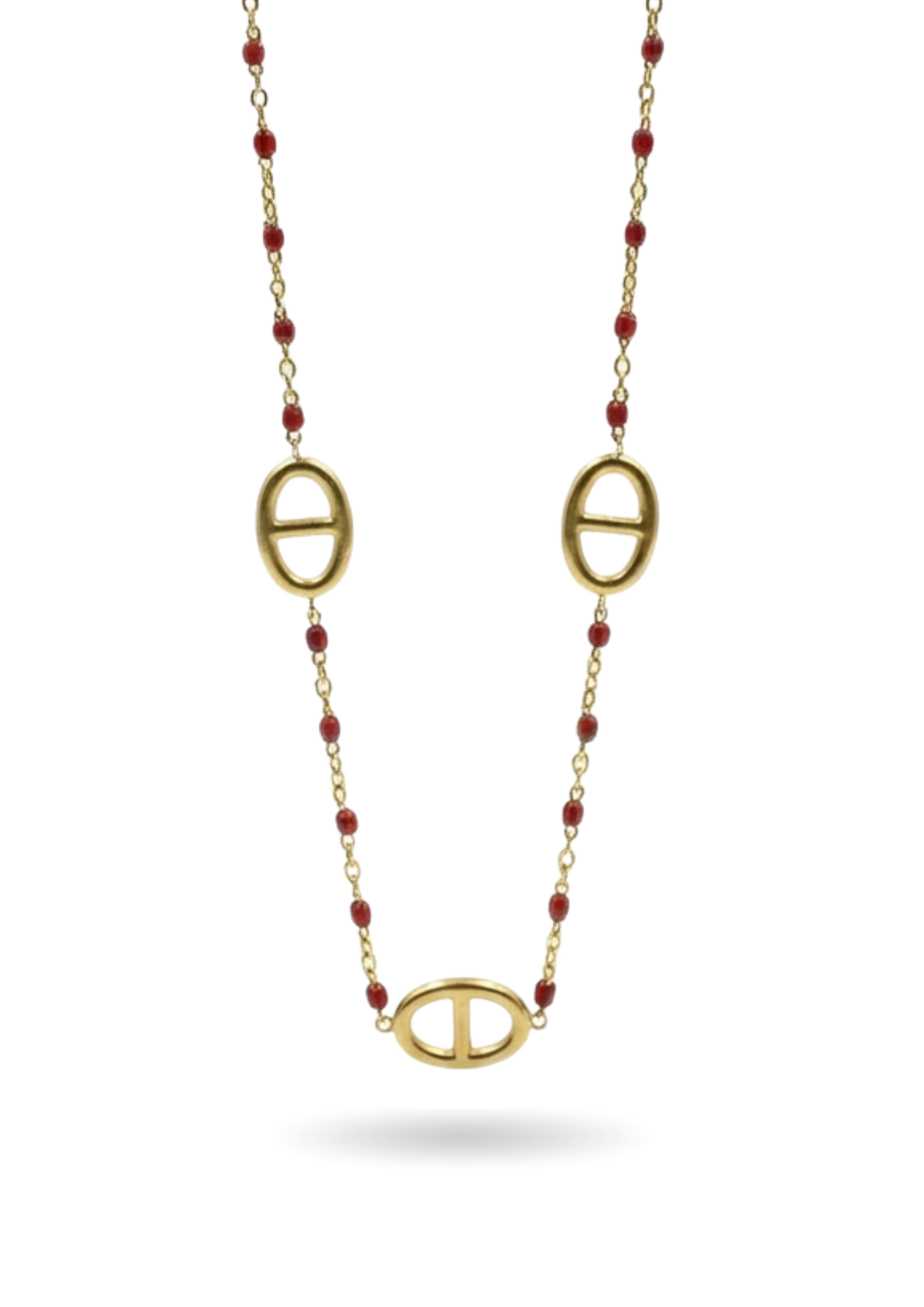 Collier Acier Inoxydable Maille Marine Rouge