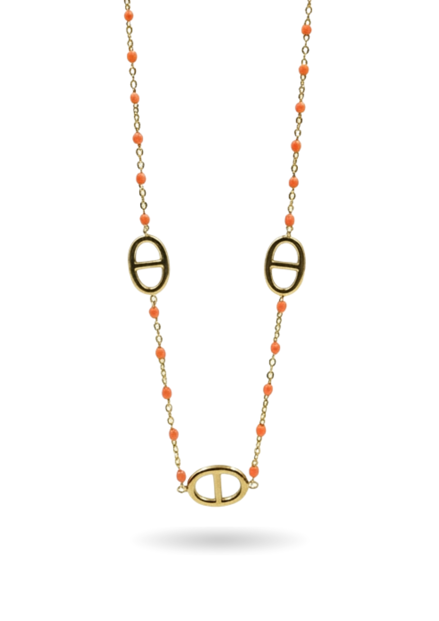 Collier Acier Inoxydable Maille Marine Orange
