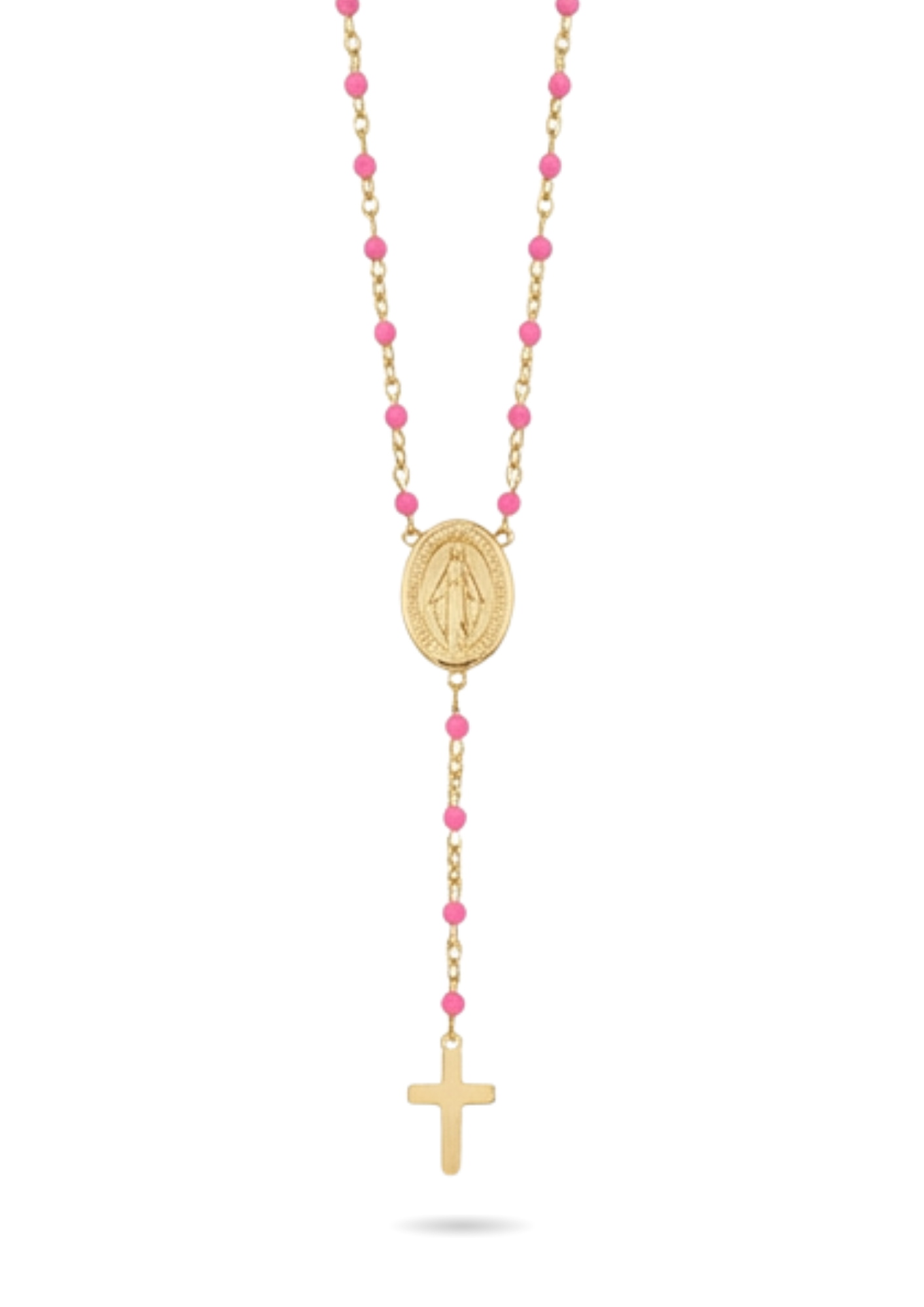 Collier Chapelet Acier Inoxydable Rose