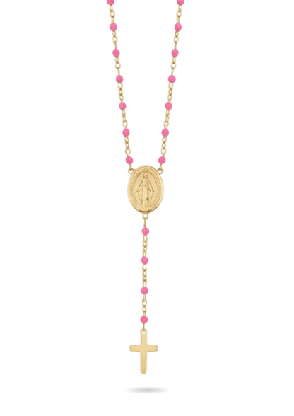 Collier Chapelet Acier Inoxydable Rose