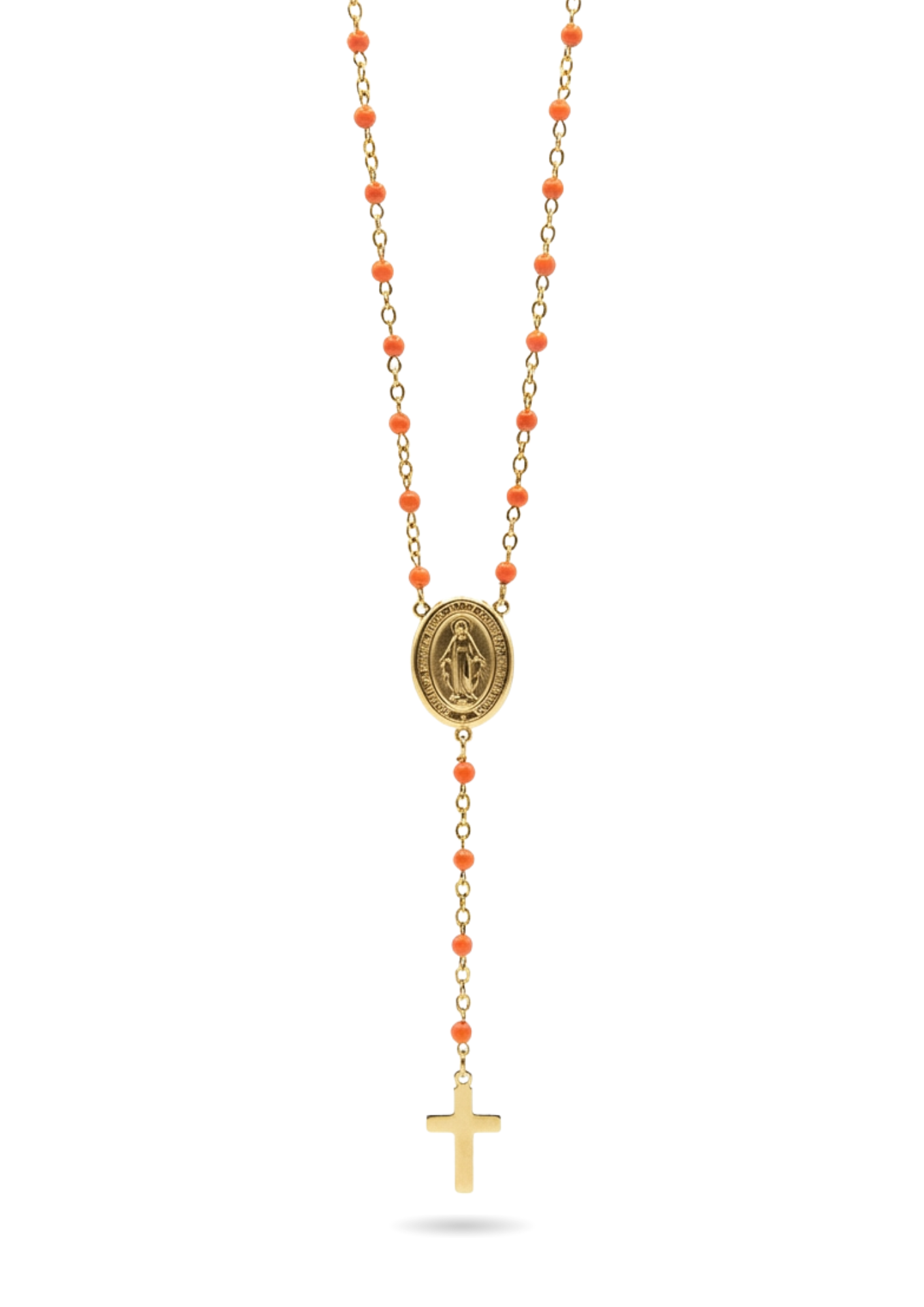 Collier Chapelet Acier Inoxydable orange