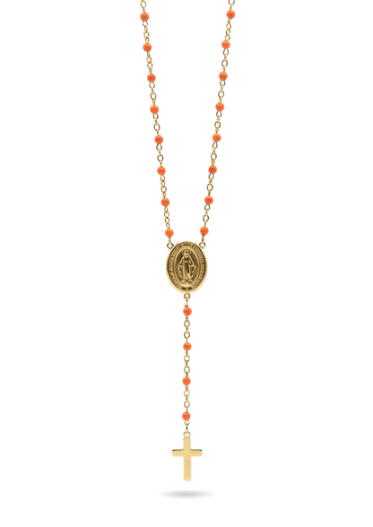 Collier Chapelet Acier Inoxydable orange