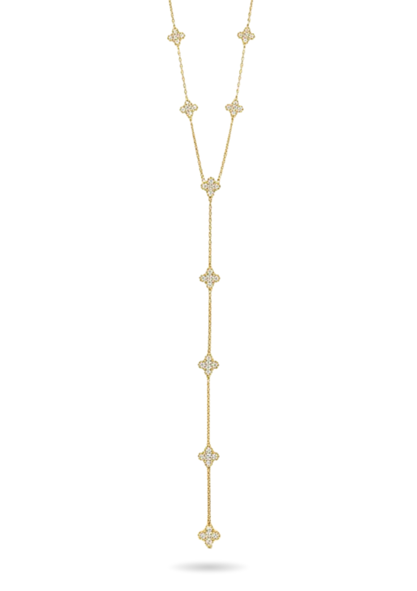 Collier Y Acier Inoxydable Trèfle Strass