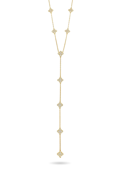 Collier Y Acier Inoxydable Trèfle Strass