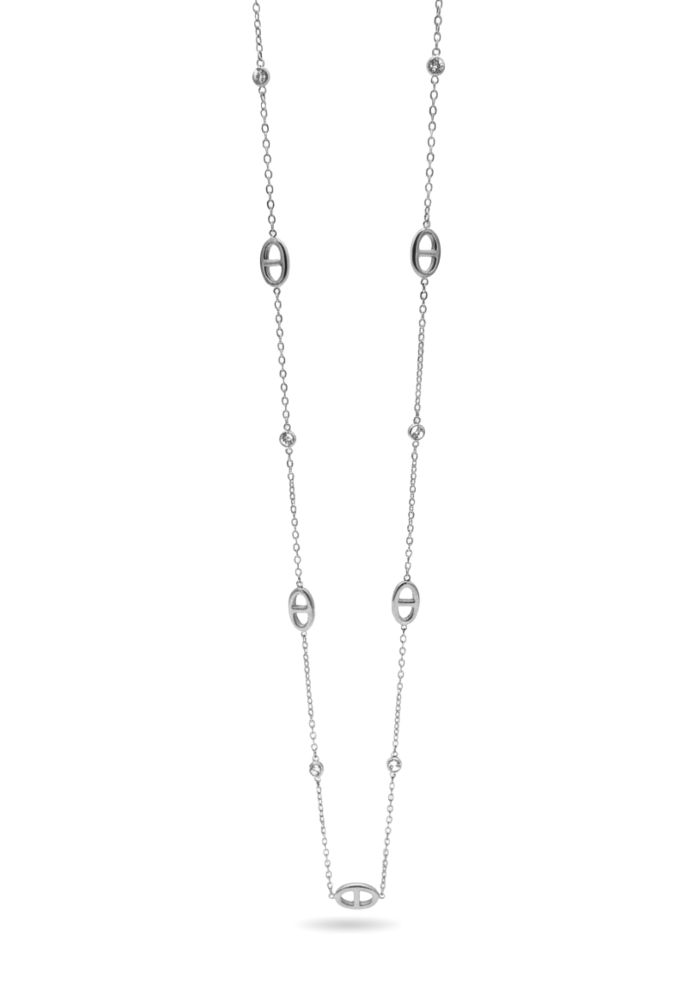 Sautoir Acier Inoxydable Maille Marine Strass