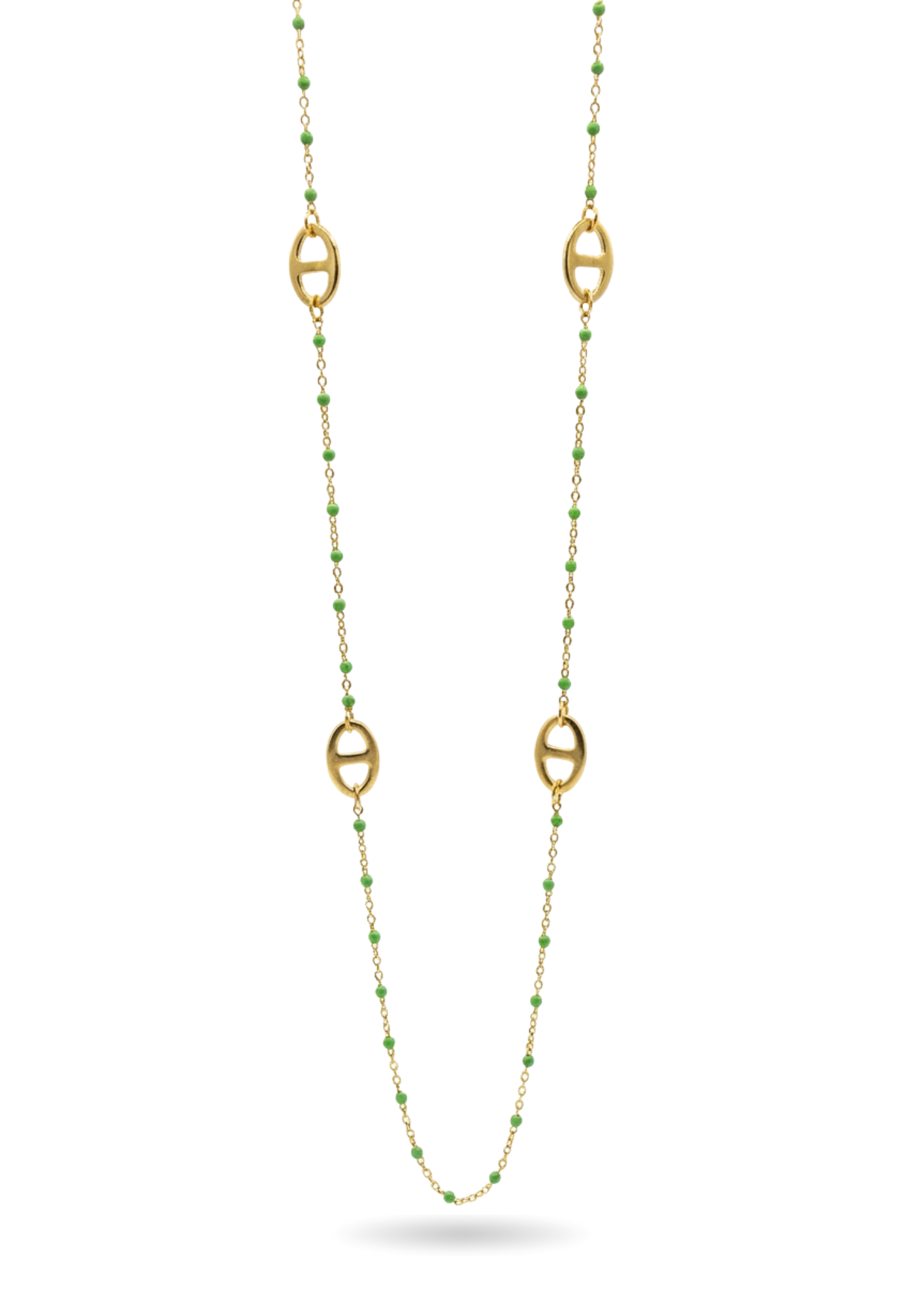 Sautoir Acier Inoxydable Maille Marine Couleur vert