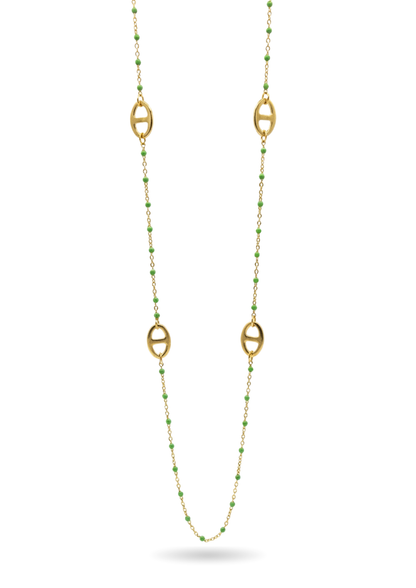 Sautoir Acier Inoxydable Maille Marine Couleur vert