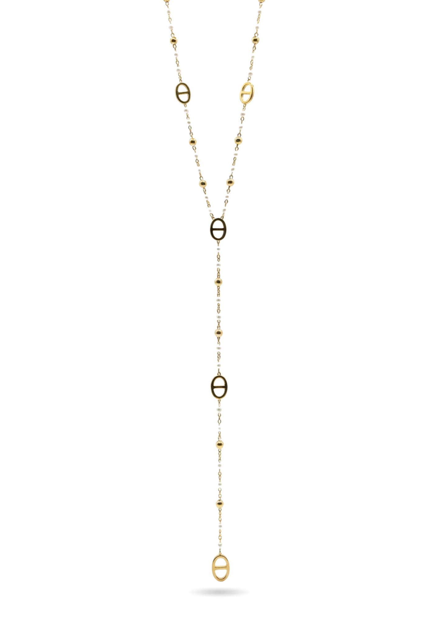 Collier Y Acier Inoxydable Ovale Perle Couleur