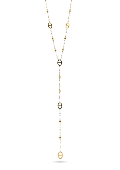 Collier Y Acier Inoxydable Ovale Perle Couleur