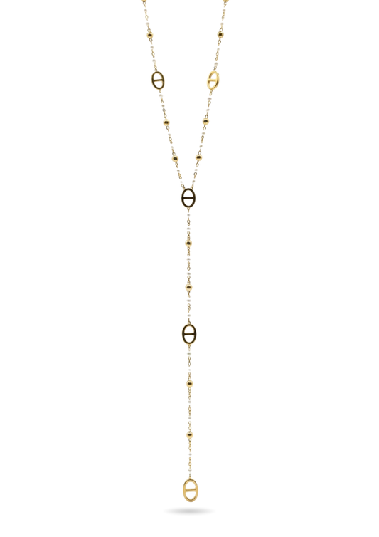 Collier Y Acier Inoxydable Ovale Perle Couleur