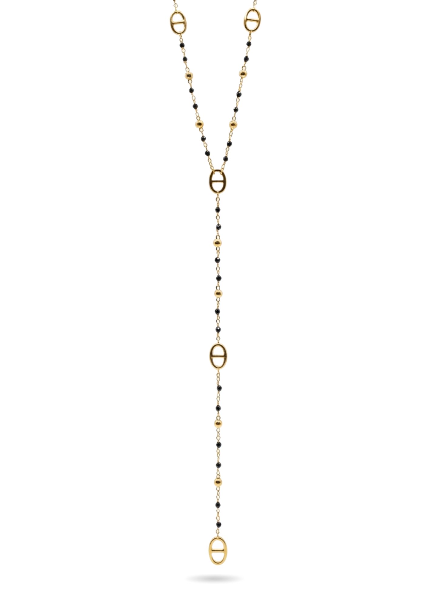 Collier Y Acier Inoxydable Ovale Perle Couleur