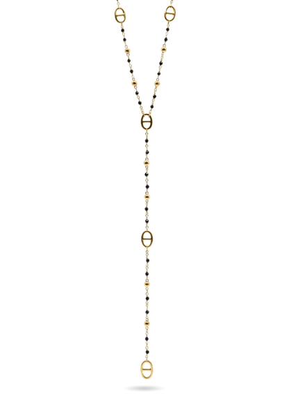 Collier Y Acier Inoxydable Ovale Perle Couleur
