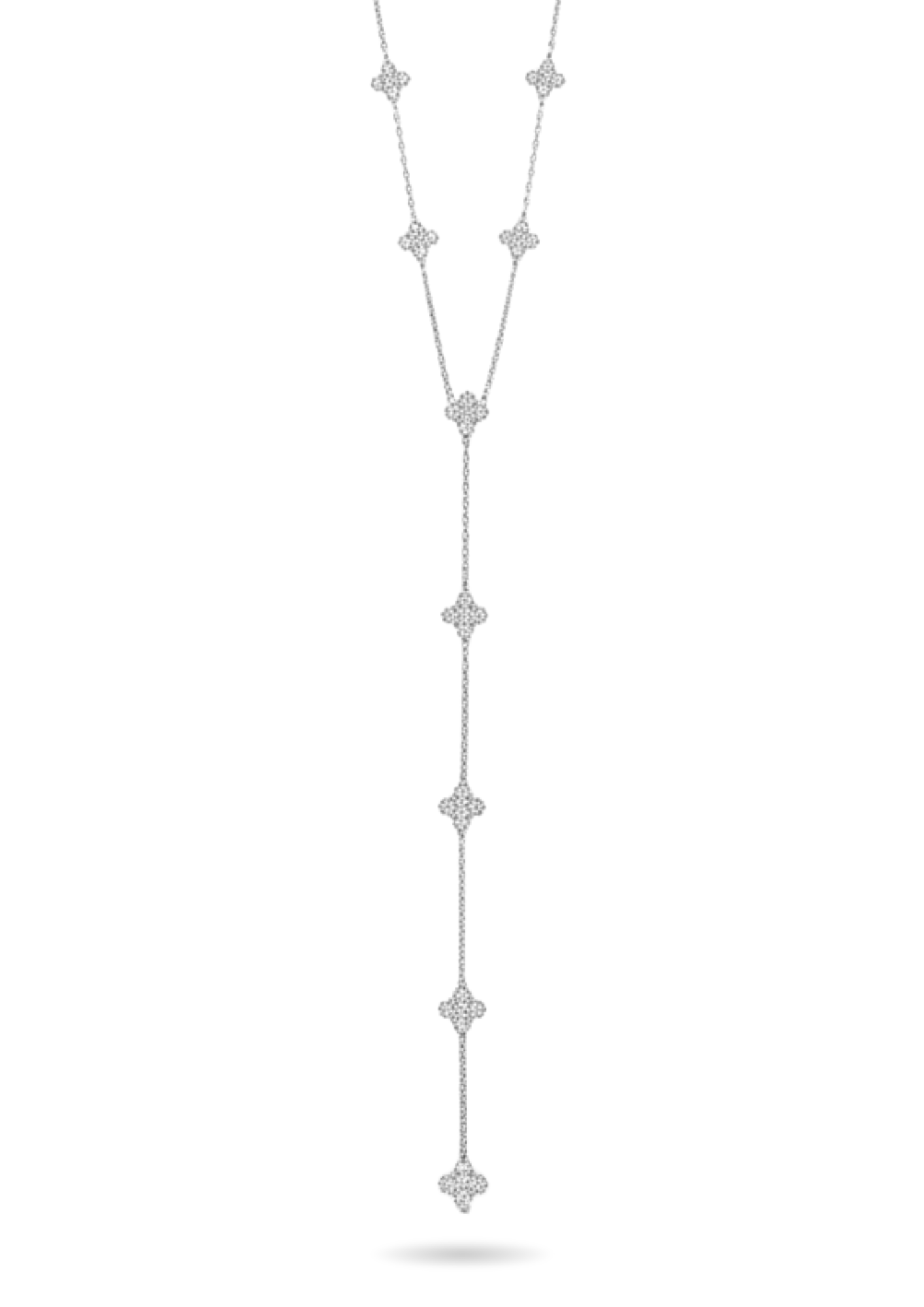 Collier Y Acier Inoxydable Trèfle Strass