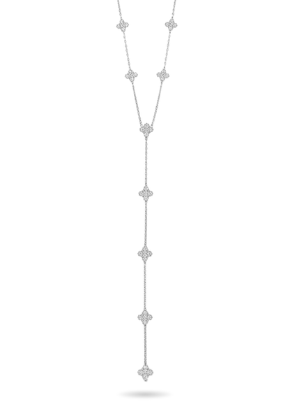 Collier Y Acier Inoxydable Trèfle Strass