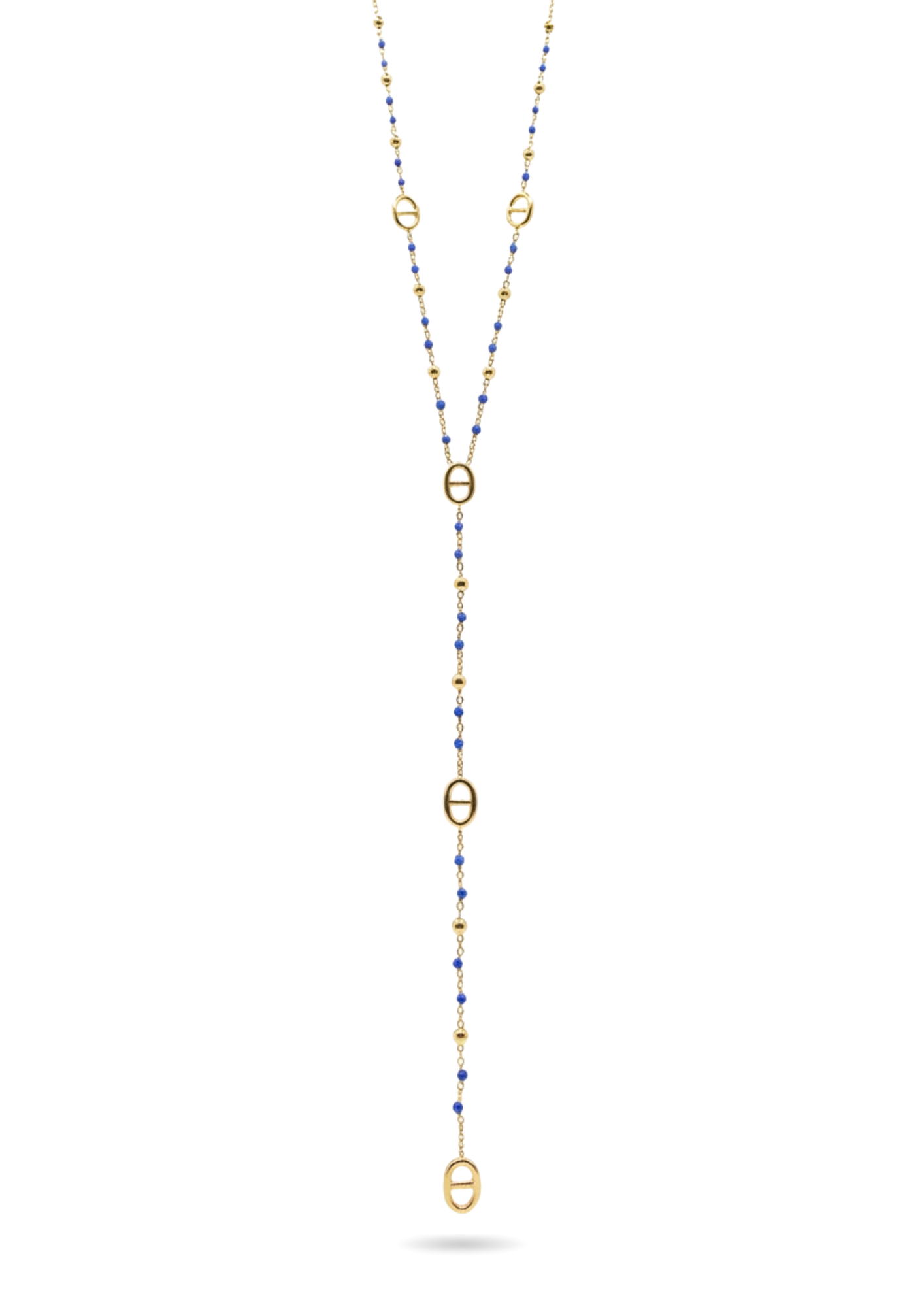 Collier Y Acier Inoxydable Ovale Perle Couleur