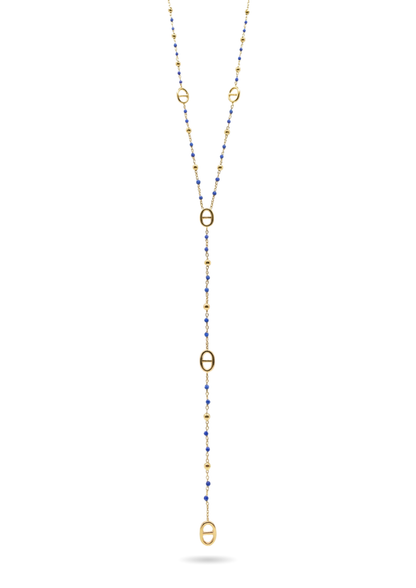 Collier Y Acier Inoxydable Ovale Perle Couleur