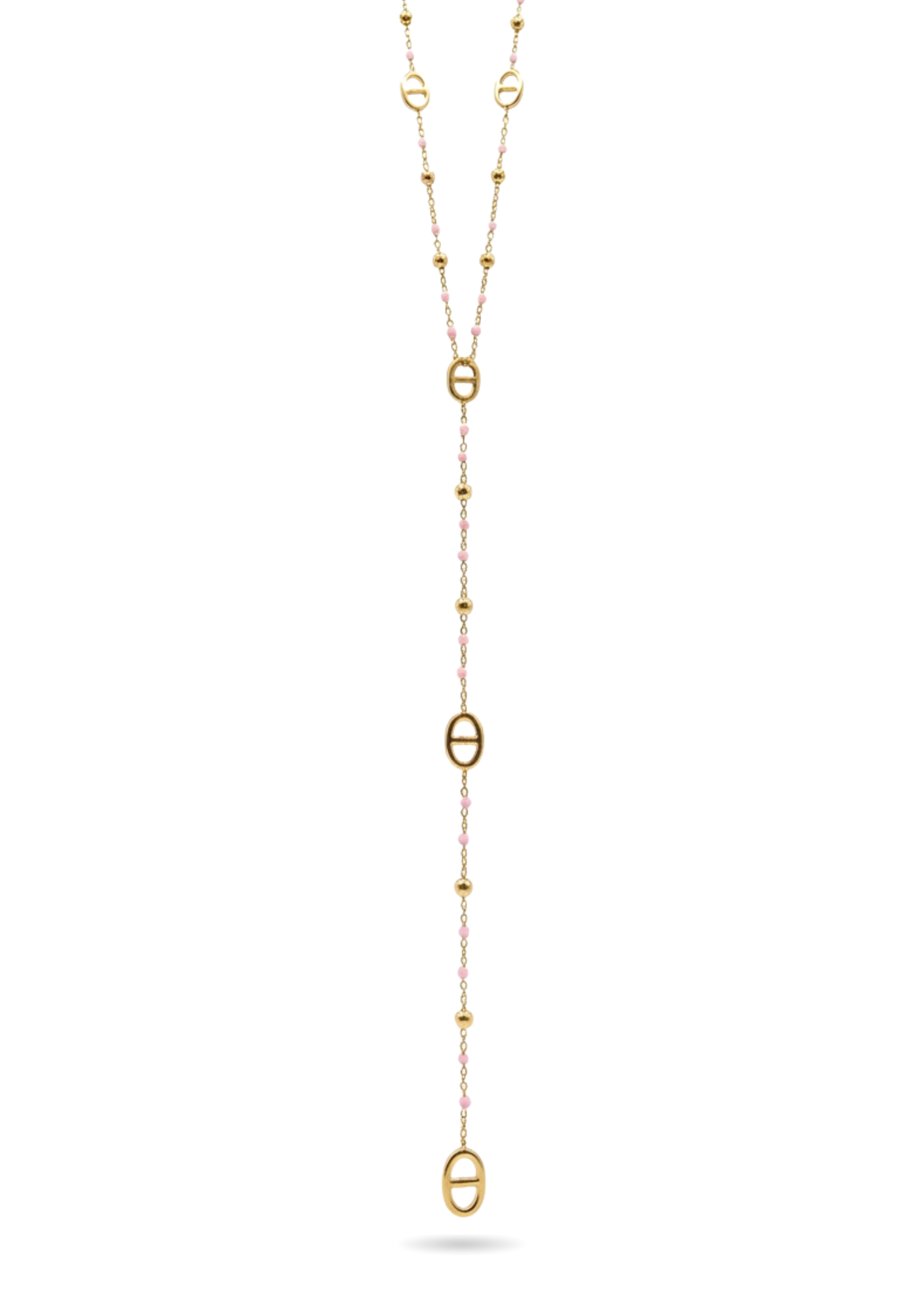 Collier Y Acier Inoxydable Ovale Perle Couleur