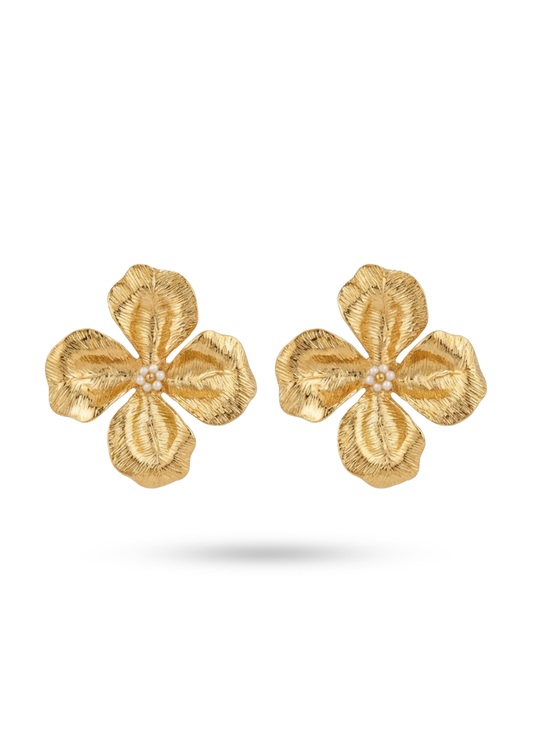 Boucles d'Oreilles Acier Inoxydable Grosse Fleur