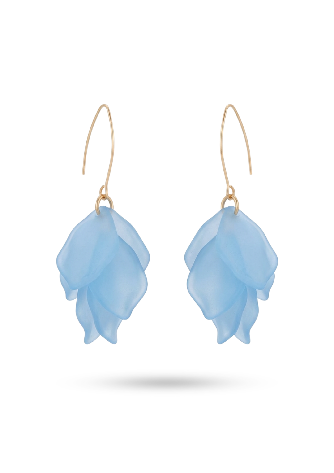 Boucles d'Oreilles Acier Inoxydable Pétale bleu