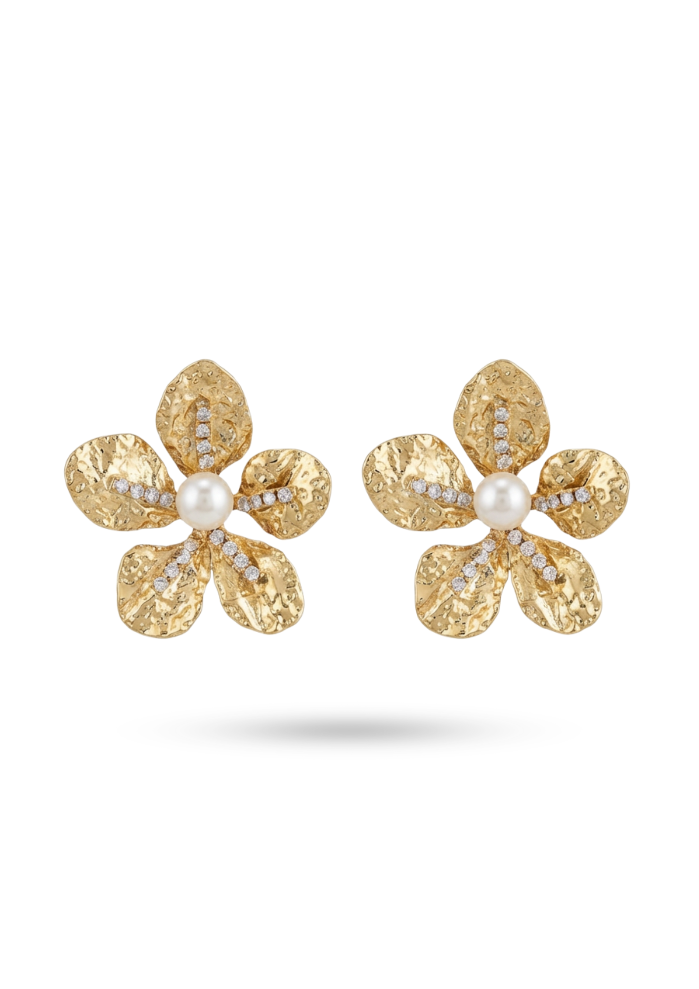 Boucles d'Oreilles Acier Inoxydable Fleur Martelée