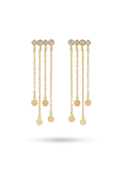 Boucles d'Oreilles Acier Inoxydable Strass Chaîne