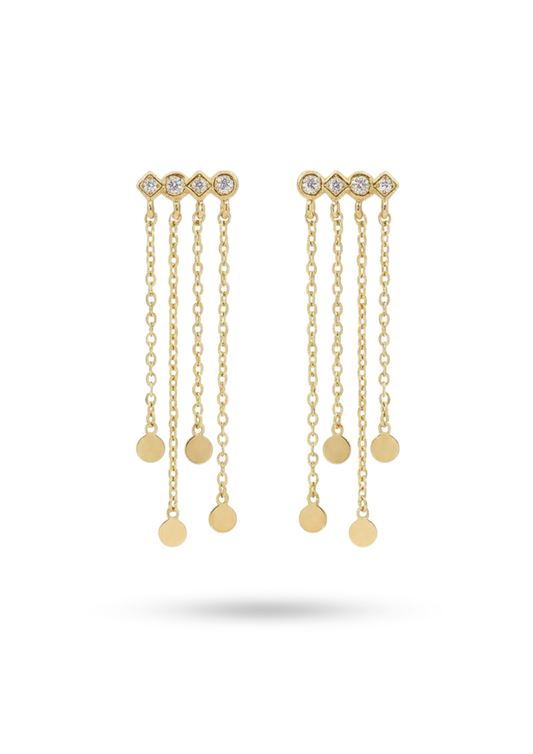 Boucles d'Oreilles Acier Inoxydable Strass Chaîne