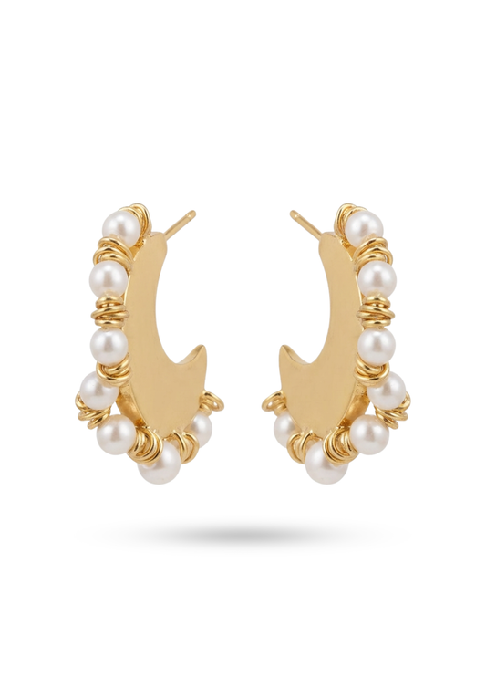 Boucles d'Oreilles Acier Inoxydable Contour Perles