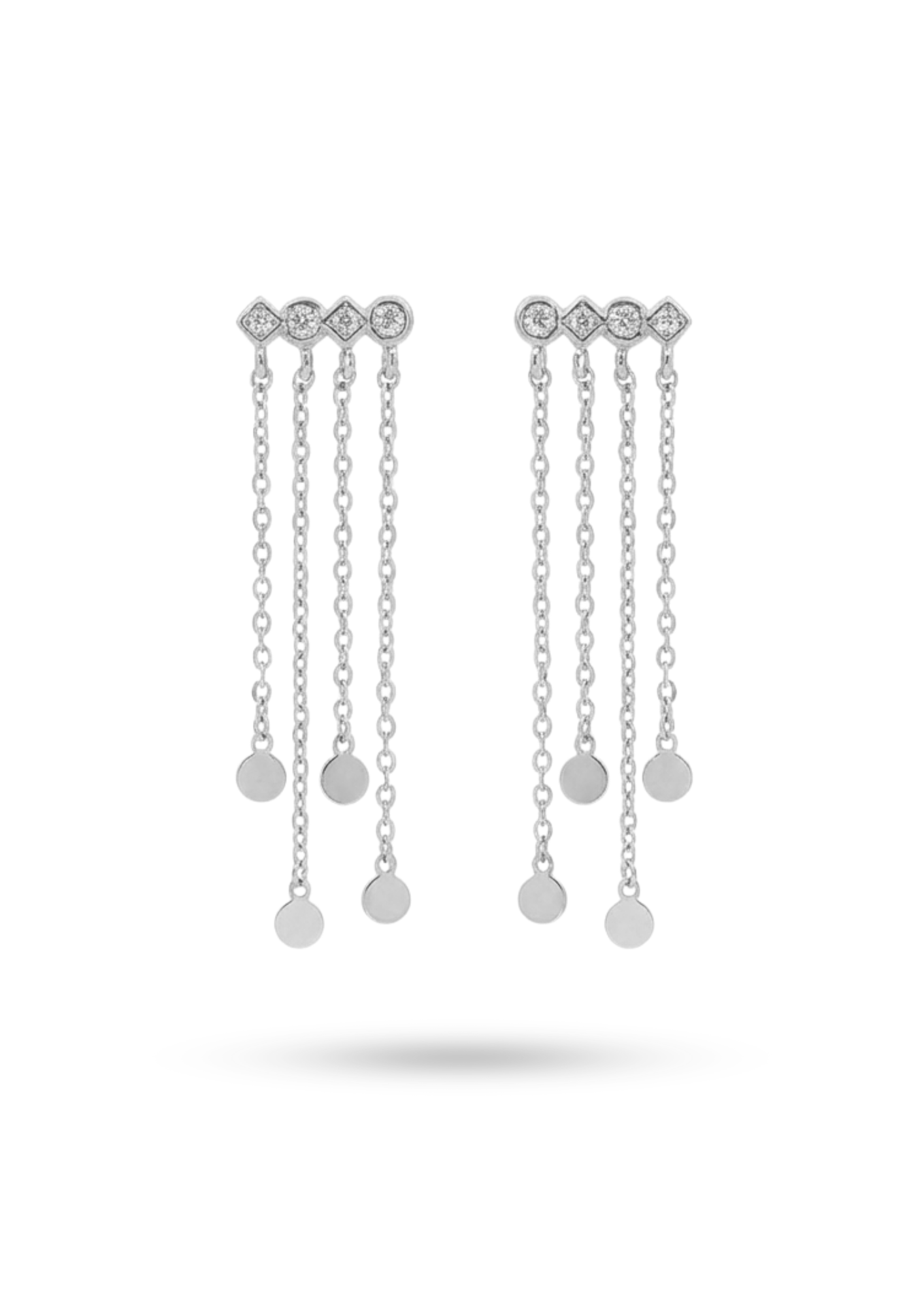 Boucles d'Oreilles Acier Inoxydable Strass Chaîne