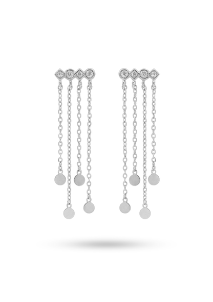 Boucles d'Oreilles Acier Inoxydable Strass Chaîne