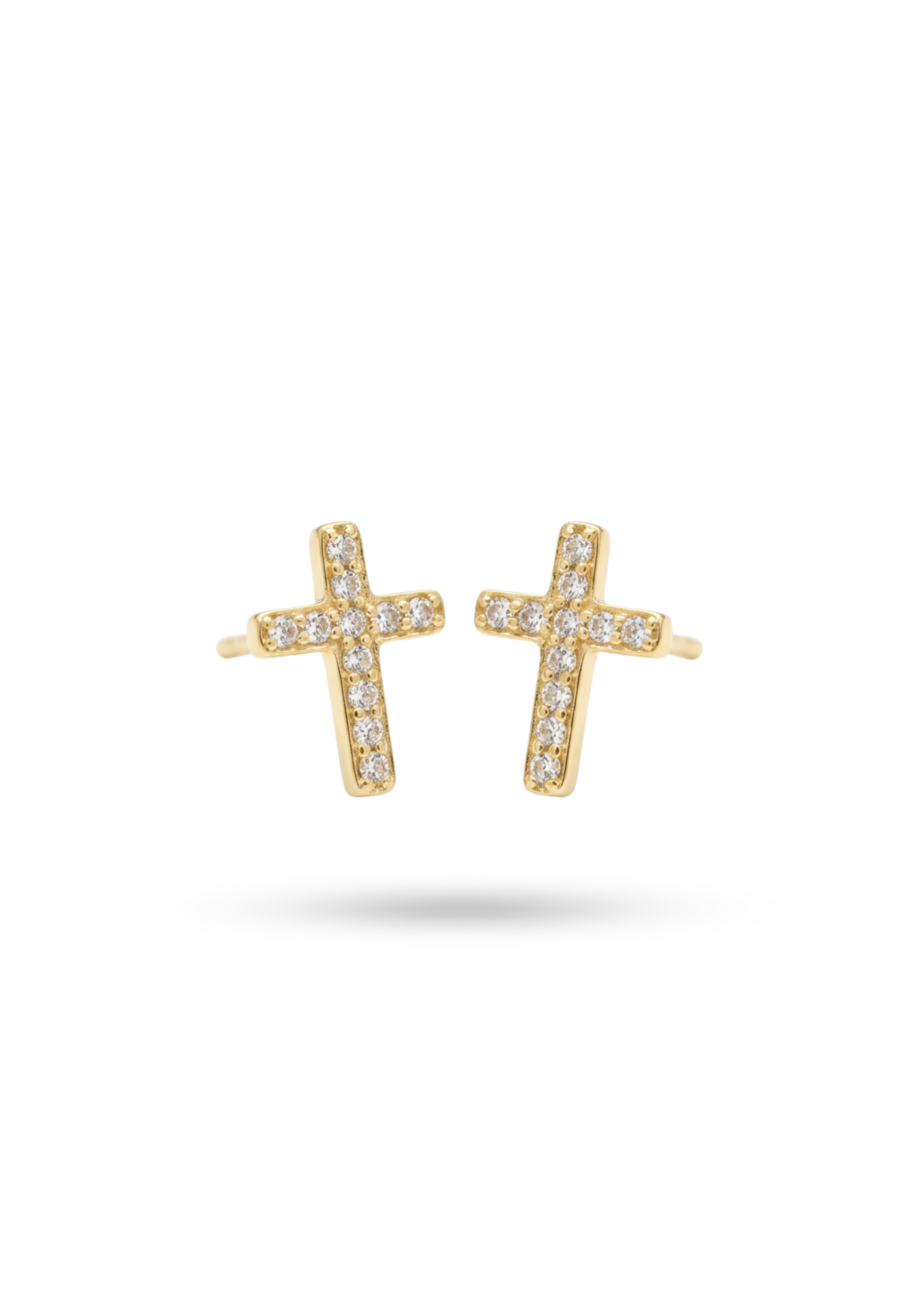 Boucles d'Oreilles Acier Inoxydable Mini Crois Strass