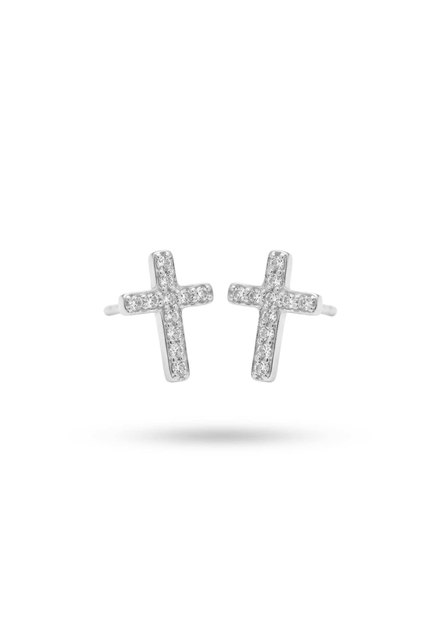 Boucles d'Oreilles Acier Inoxydable Mini Crois Strass