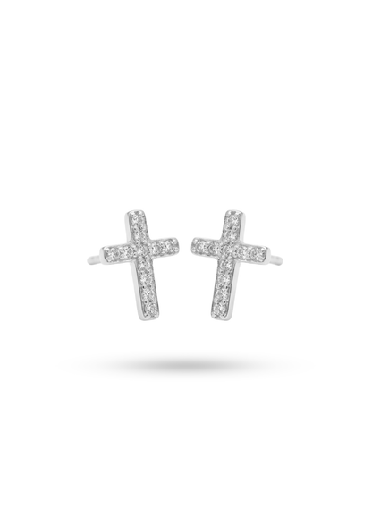Boucles d'Oreilles Acier Inoxydable Mini Crois Strass