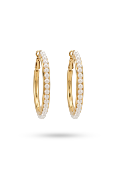 Boucles d'Oreilles Acier Inoxydable Créoles Perles