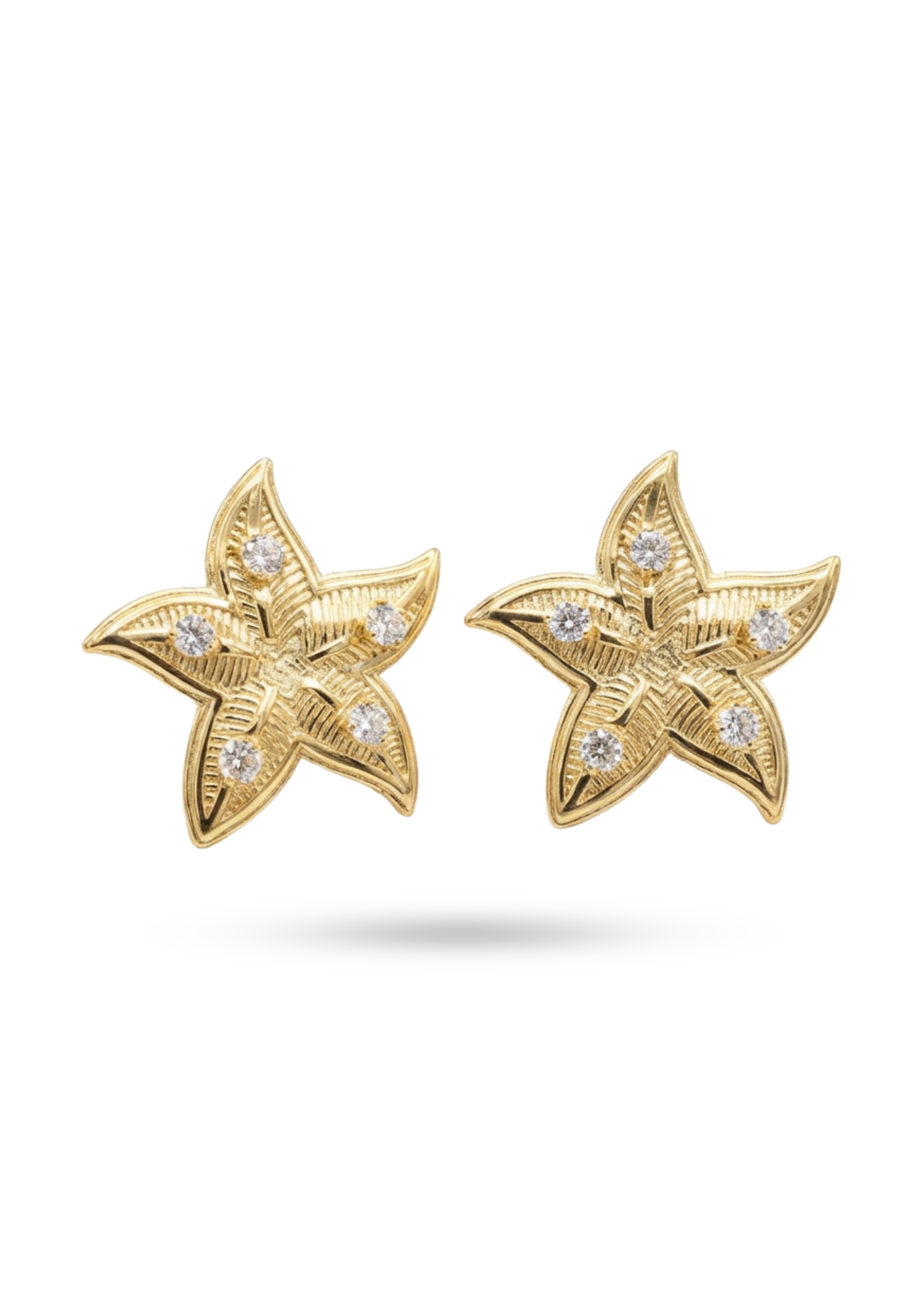 Boucles d'Oreilles Acier Inoxydable Étoile de Mer Zircon