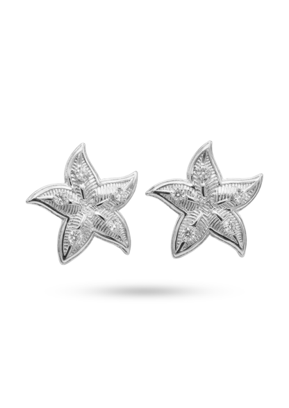 Boucles d'Oreilles Acier Inoxydable Étoile de Mer Zircon
