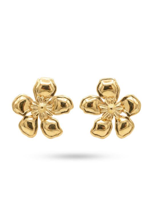 Boucles d'Oreilles Acier Inoxydable Fleur Design
