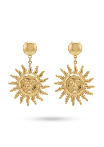 Boucles d'Oreilles Acier Inoxydable Pendantes Soleil