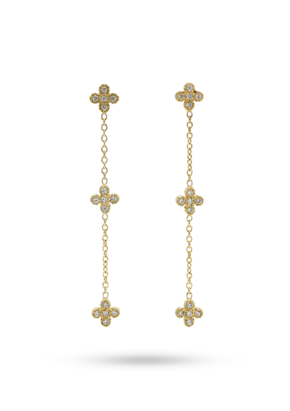 Boucles d'Oreilles Acier Inoxydable Triple Trèfle